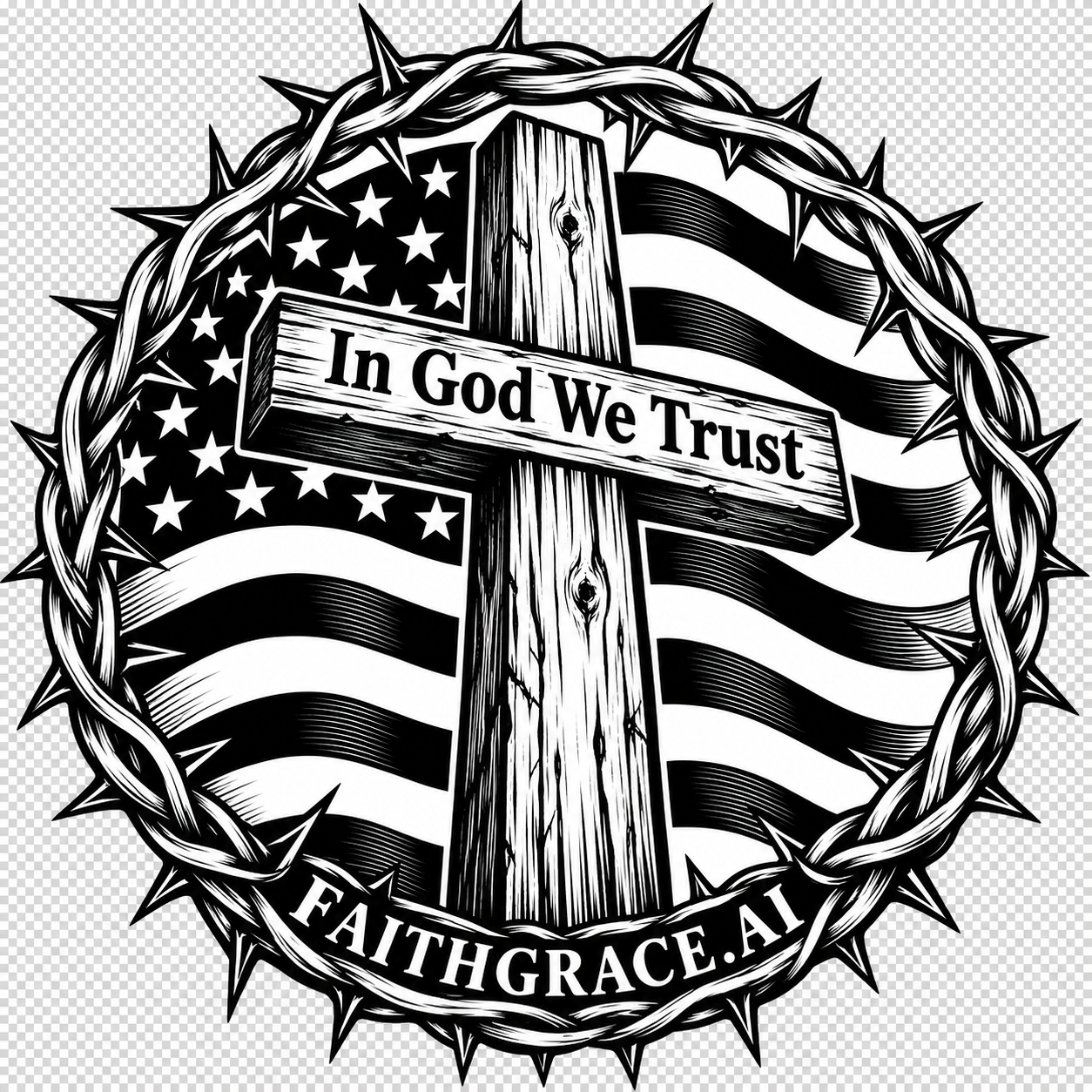 In God We Trust — Sticker (black & white)