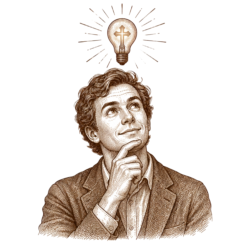 A person with a light bulb over their head, having a good idea